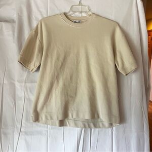 Zara Cream Ribbed Collar Top